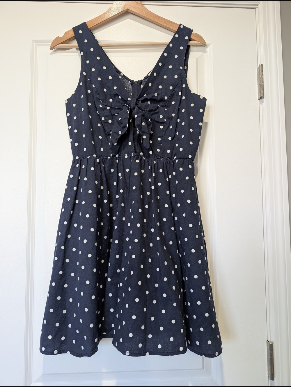 Charlotte Russe Navy Blue & White Polka Dot Pin-Up Dress - Size M